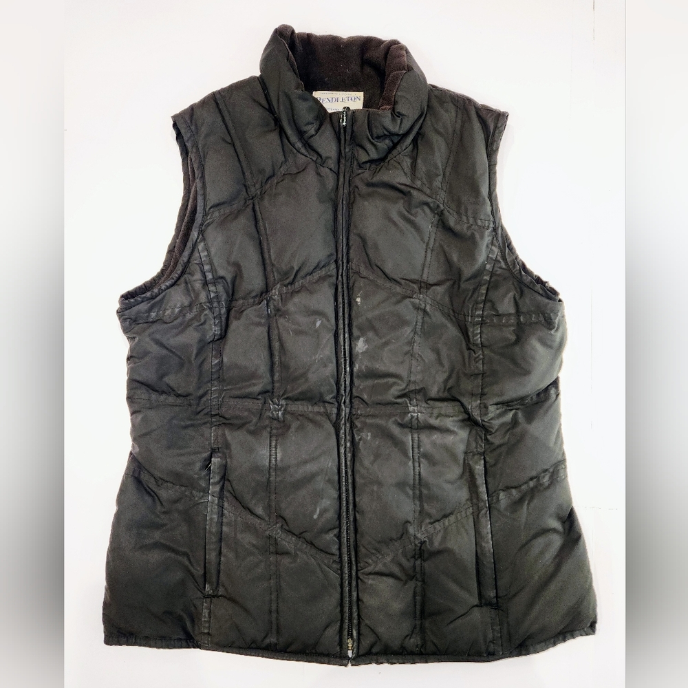 Pendleton Vest Womens Small Black Puffer Down Quilted Coat Outdoors Solid 0156